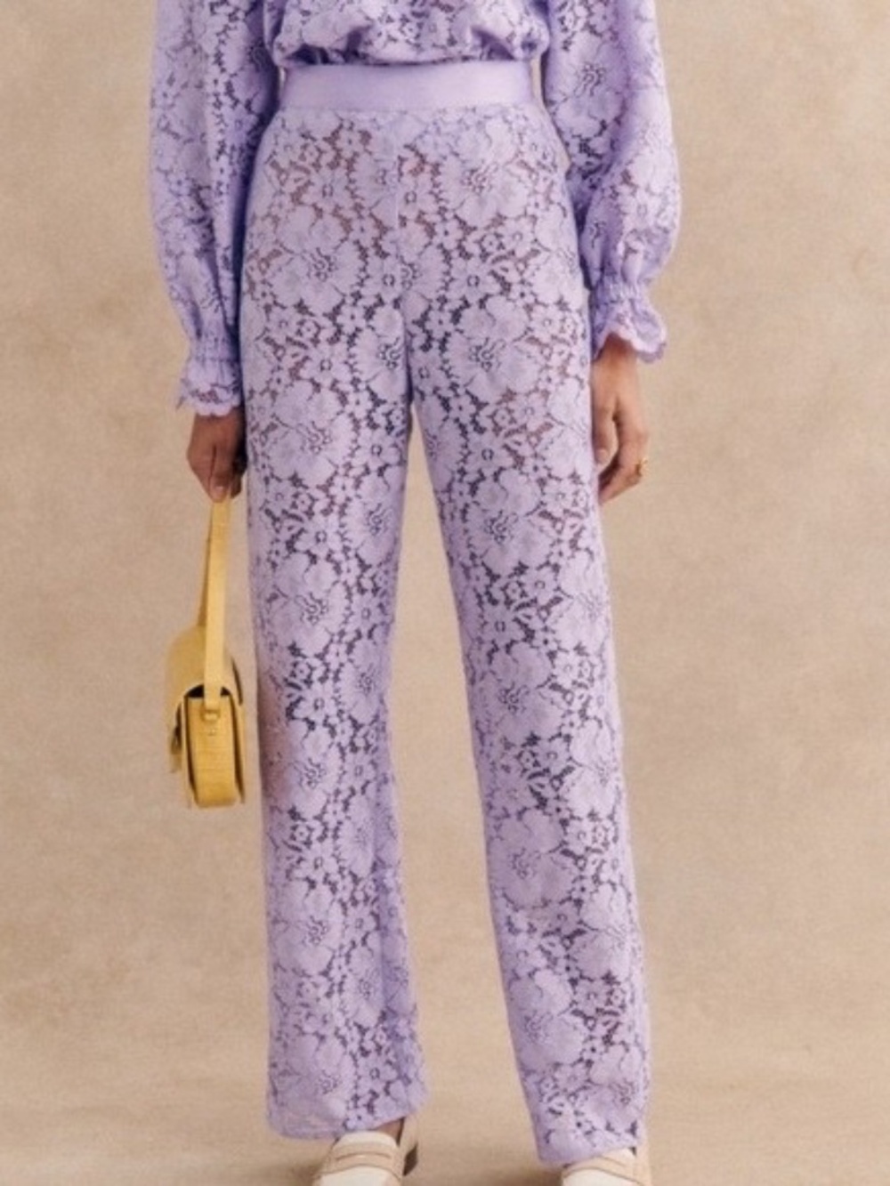 Sezane Lilac Lace Pants Size 34
